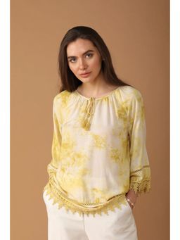 Gipsy - Women Cotton Boat Neck Yellow Tunic
