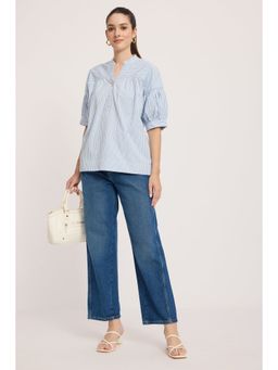 Virgio - Striped Cotton Stripped Boxy Top for Women