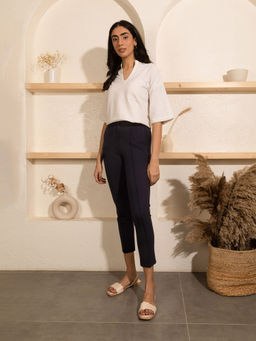 Elleven - Navy Pintuck Trouser Pant