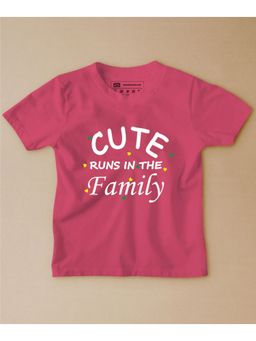 Be Awara - Cute Runs In Family Half Sleeves Kids T-shirt Pink