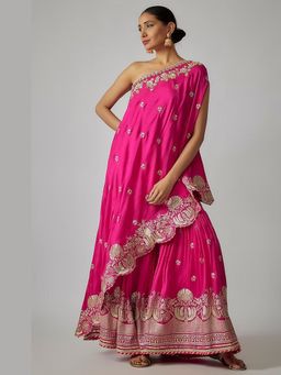 Gopi Vaid - Golconda Pink Embroidered Kurta with Sharara