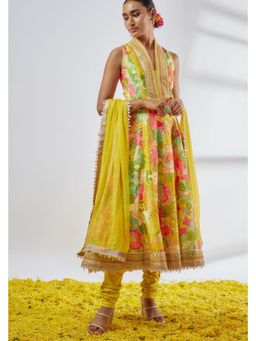 Gopi Vaid - Ketki Multi-Colour Floral Anarkali Kurta with Churidar and Dupatta