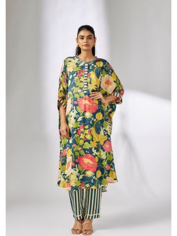 Gopi Vaid - Julia Blue Floral Kurta with Pant