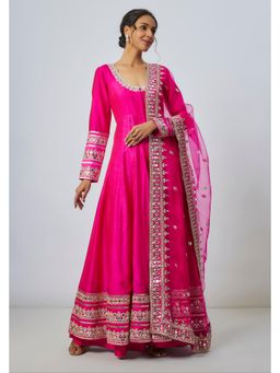 Gopi Vaid - Srivani Pink Embroidered Kurta with Sharara and Dupatta