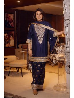 Gopi Vaid - Neetu Blue Embroidered Kurta with Salwar and Dupatta