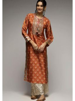 Gopi Vaid - Tilla Orange Floral Kurti with Palazzo