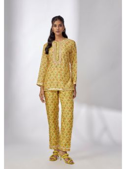 Gopi Vaid - Nusrat Yellow Floral Kurta with Pant