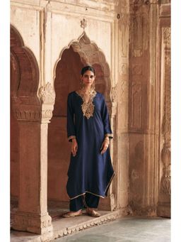 Sheetal Batra - Amaya - Deep Blue Long Embroidered Kurta With Salwar And Dupatta