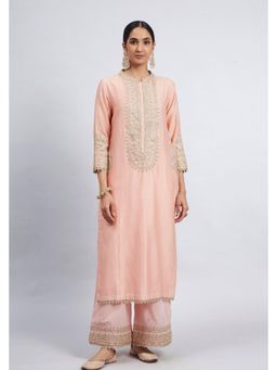 Sheetal Batra - Aadirah- Carnation Pink Embroidered Kurta and Palazzo