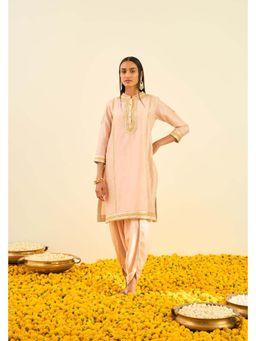 Sheetal Batra - Aliza Rose Pink Embroidered Kurta With Dhoti And Dupatta