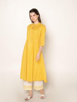 EKOHUM - Polka Dot Yellow Kurta With Pant