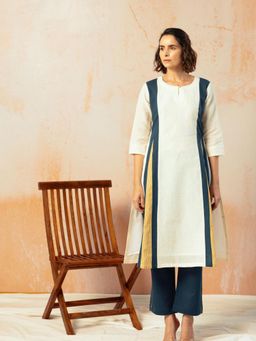 EKOHUM - Cotton Linen Cream Kurta With Pant
