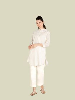 EKOHUM - Cutwork Embroidery White Kurta With Pant Co-Ord's
