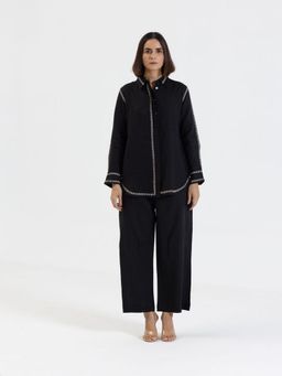EKOHUM - Pure Linen Comfort Fit Black Shirt With Pant Co-Ord's