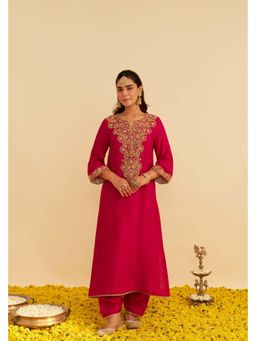 Sheetal Batra - Hiba - Pink Long Embroidered Kurta With Salwar