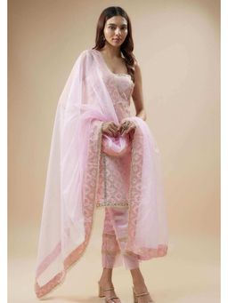 MONK & MEI - Kala Women Pink Brocade Embroidered Kurta With Pant And Dupatta