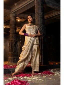 MONK & MEI - Uma Women Cream Silk Embroidered Kurta With Salwar And Dupatta