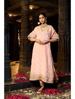 MONK & MEI - Navya Women Pink Silk Embroidered Kurta With Salwar