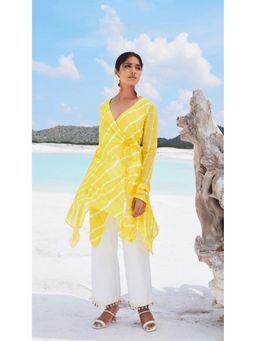 MONK & MEI - Zaarya Women Yellow Georgette Tie & Dye Kurta With Pant