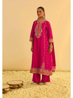 Sheetal Batra - Mayra - Pink Long Embroidered Kurta With Palazzo & Dupatta