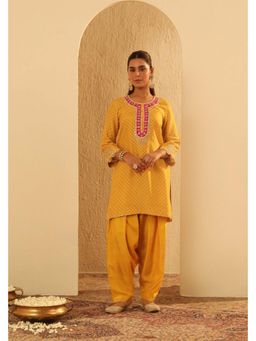 Sheetal Batra - Noora - Mustard Short Embroidered Kurta With Salwar