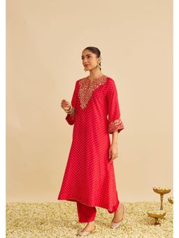 Sheetal Batra - Shezia - Red Long Embroidered Chauga Kurta With Salwar