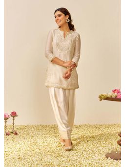 Sheetal Batra - Sara Ivory Short Embroidered Kurta With Salwar