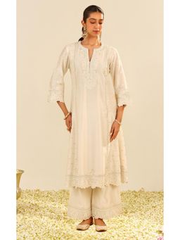 Sheetal Batra - Sumaiya - Ivory A-Line Embroidered Kurta With Palazzo