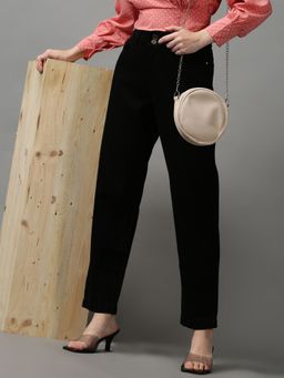 SHOWOFFFF - Womens Clean Look Regular Fit Black Denim Jeans