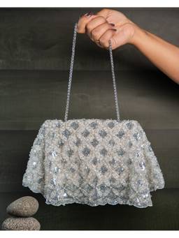 Nayaab by Sonia - Silver Drape Diva Kasse Bag