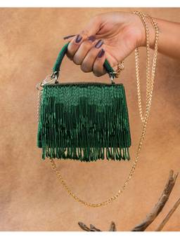 Nayaab by Sonia - Green Salli En Vie Mini Kasse Tassel Bag