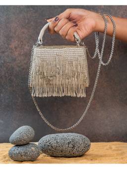 Nayaab by Sonia - Silver Salli En Vie Mini Kasse Tassel Bag