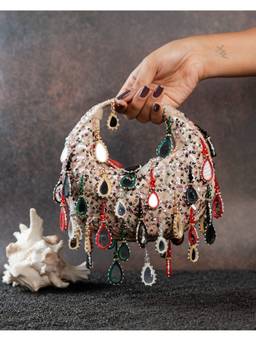 Nayaab by Sonia - Off White Aaina Sailor Rangeela Clutch