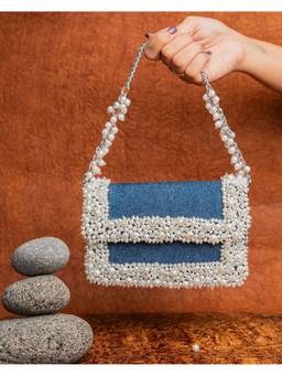 Nayaab by Sonia - Blue Denim Mini Slate Perla Bag