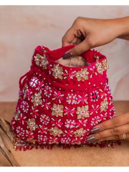 Nayaab by Sonia - Magenta Floral Trellis Fuchsia Bag