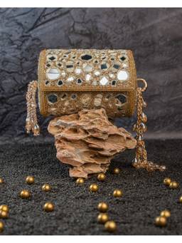 Nayaab by Sonia - Gold Aynali Boshkeh Bag
