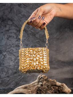 Nayaab by Sonia - Gold Diamond Cube Mini Bag