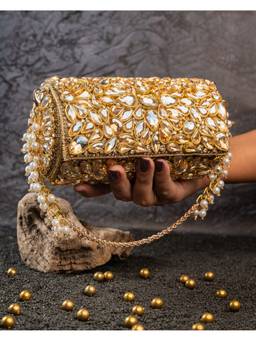Nayaab by Sonia - Gold Diamond Barrel Bag