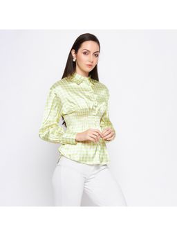 CAMLA - Barcelona Empire Waist Chequered Lime Green Top