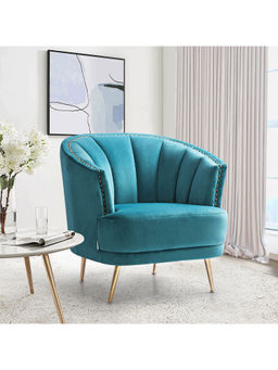 HomeTown - Bonita Velvet Accent Chair in Sea Green