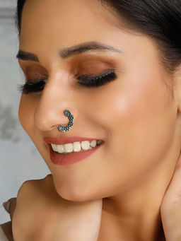 Sheer by Priyaasi - Oxidised Silver Maharashtrian Floral Nath