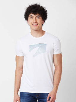 Spykar - Round Neck Half Sleeves White T-Shirt for Men