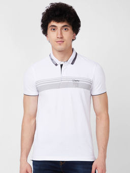 Spykar - Slim Fit White Polo T-Shirt for Men