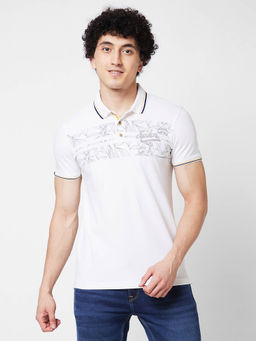 Spykar - Slim Fit White Polo T-Shirt for Men