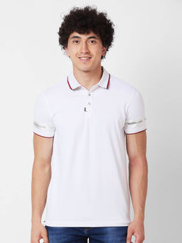 Spykar - Slim Fit White Polo T-Shirt for Men