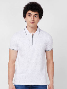 Spykar - Slim Fit White Polo T-Shirt for Men