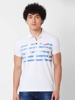 Spykar - Slim Fit White Polo T-Shirt for Men