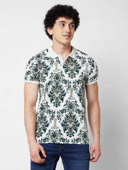 Spykar - Slim Fit Green Polo T-Shirt for Men