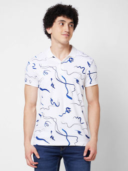 Spykar - Slim Fit White Polo T-Shirt for Men