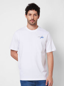 Spykar - Round Neck Half Sleeves White T-Shirt for Men